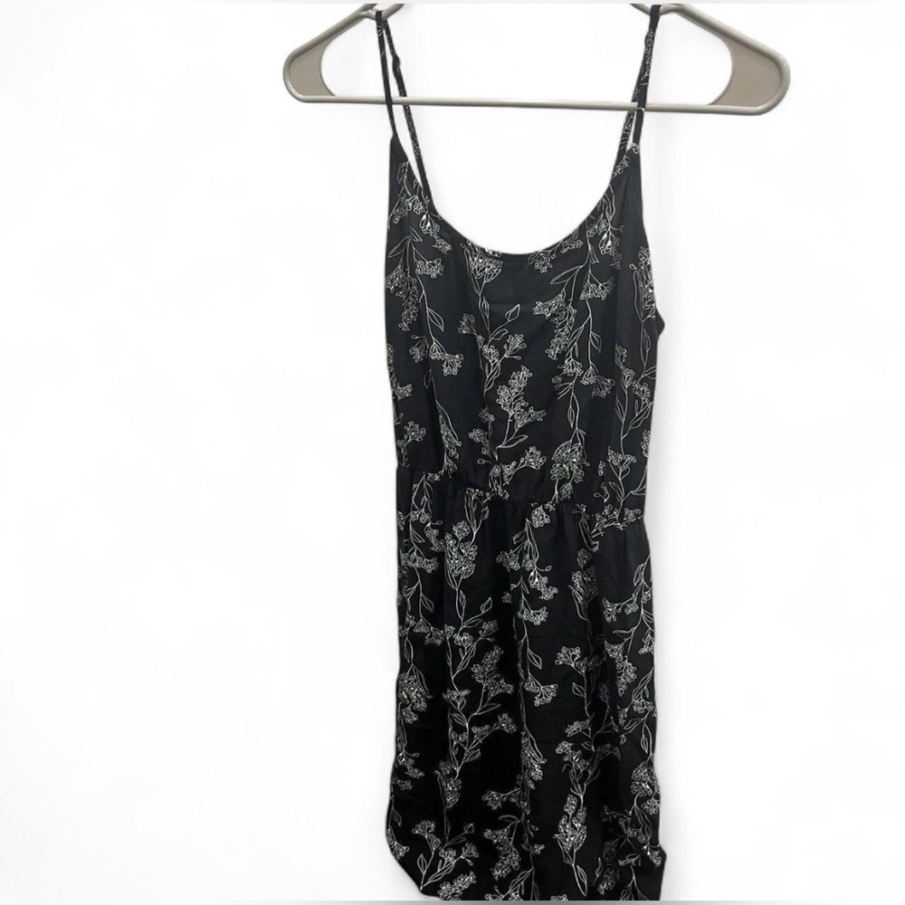 Black botanical print sundress